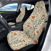 Boho Floral Car Seat Covers Light Rust Tan Spring Summer Flower Car Seat Accessories Front Back