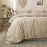Organic Natural 100% Linen Duvet Comforter Cover with Buttons