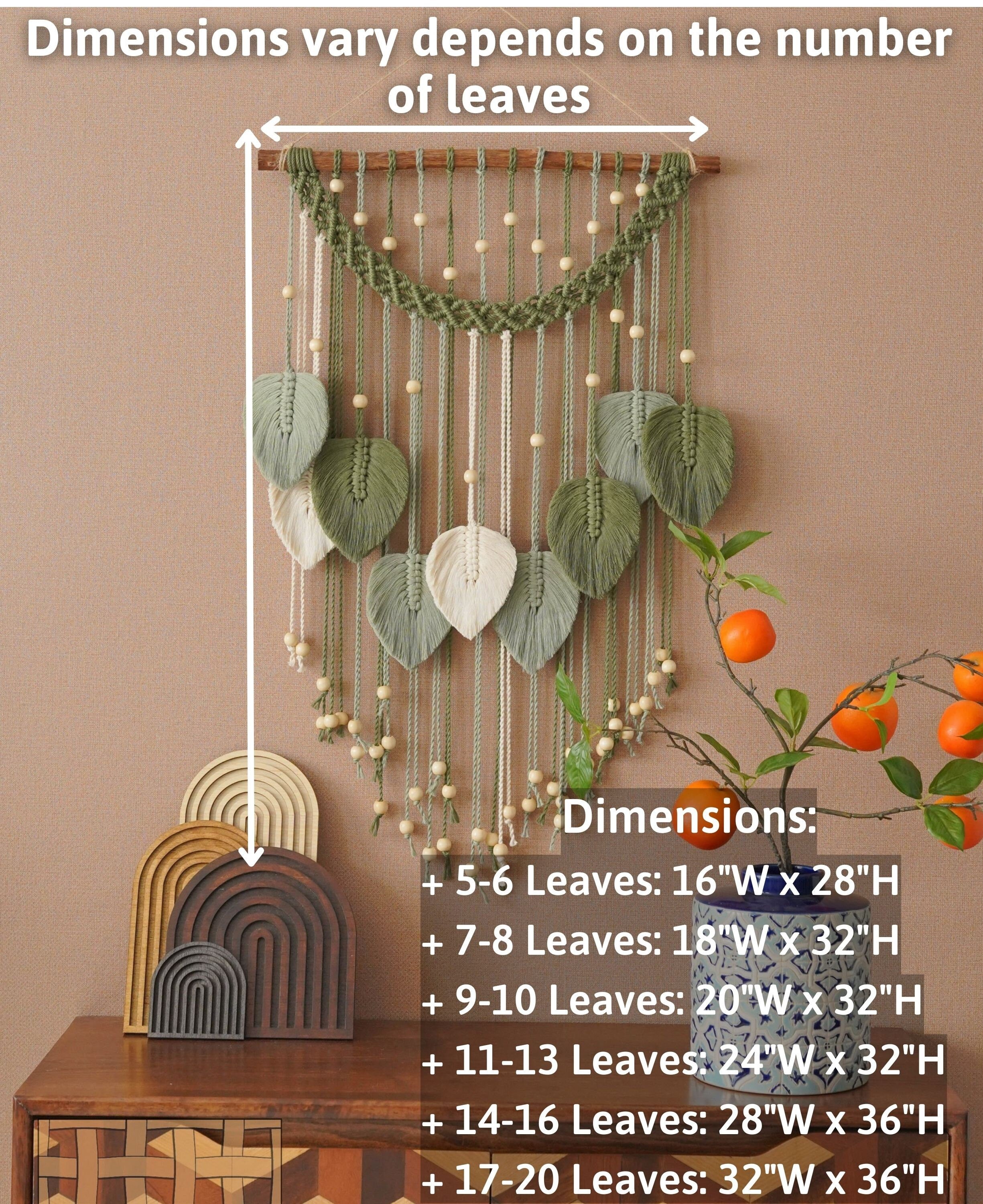 Botanical Wall Art, Tropical Home Decor, Macrame Leaf Decor, Summer Wall Art, Boho Macrame Decor, Bedroom Wall Art