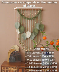 Botanical Wall Art, Tropical Home Decor, Macrame Leaf Decor, Summer Wall Art, Boho Macrame Decor, Bedroom Wall Art