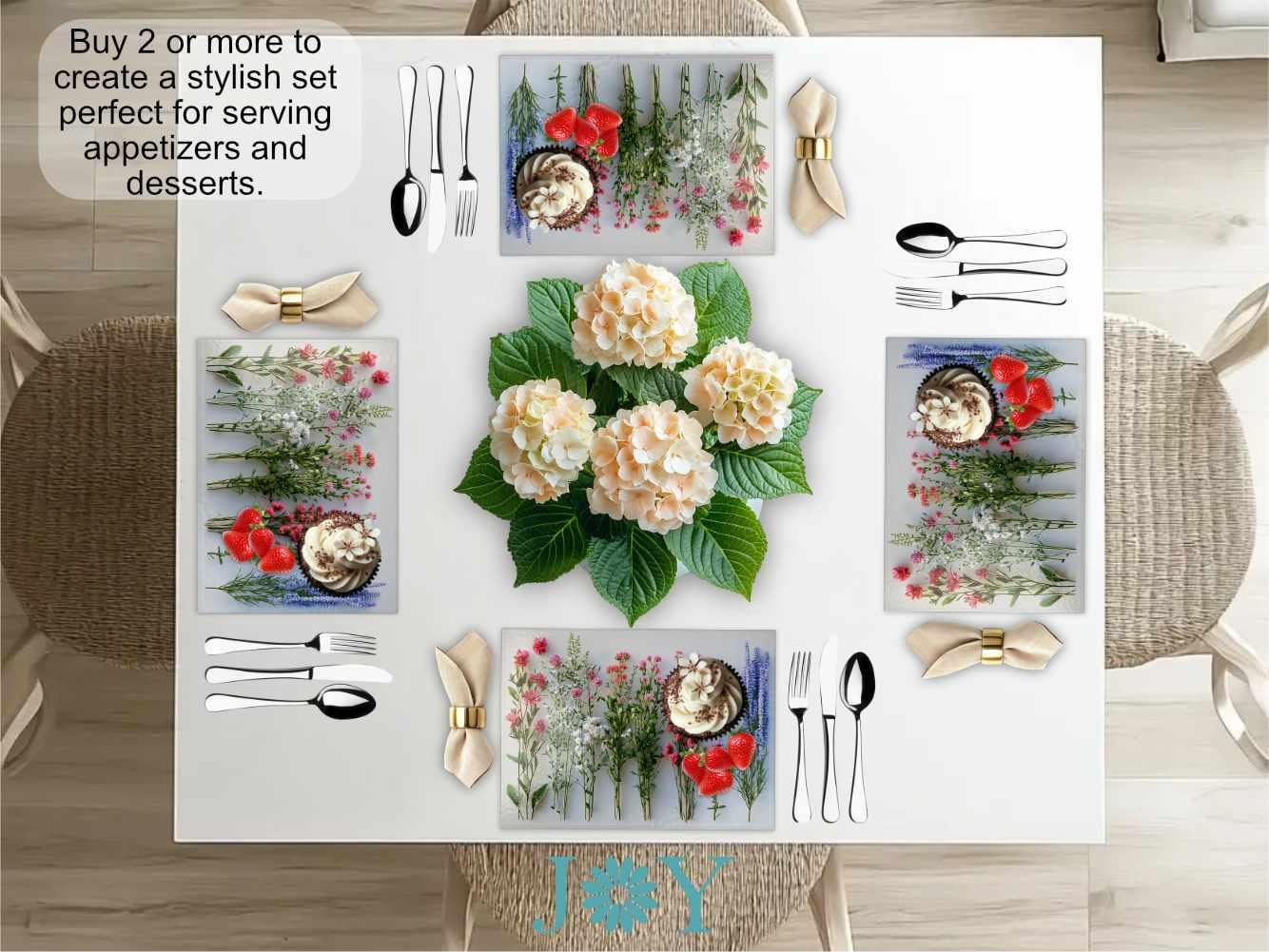 Glass Cutting Board - Wildflowers Tempered Glass Chopping Board - Cheese and Charcuterie Glass Cutting Board - Kitchen Decor Gift Idea