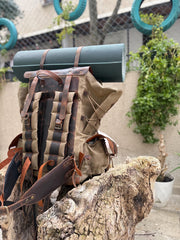 Waxed Canvas Backpack with Leather Details, 50 L