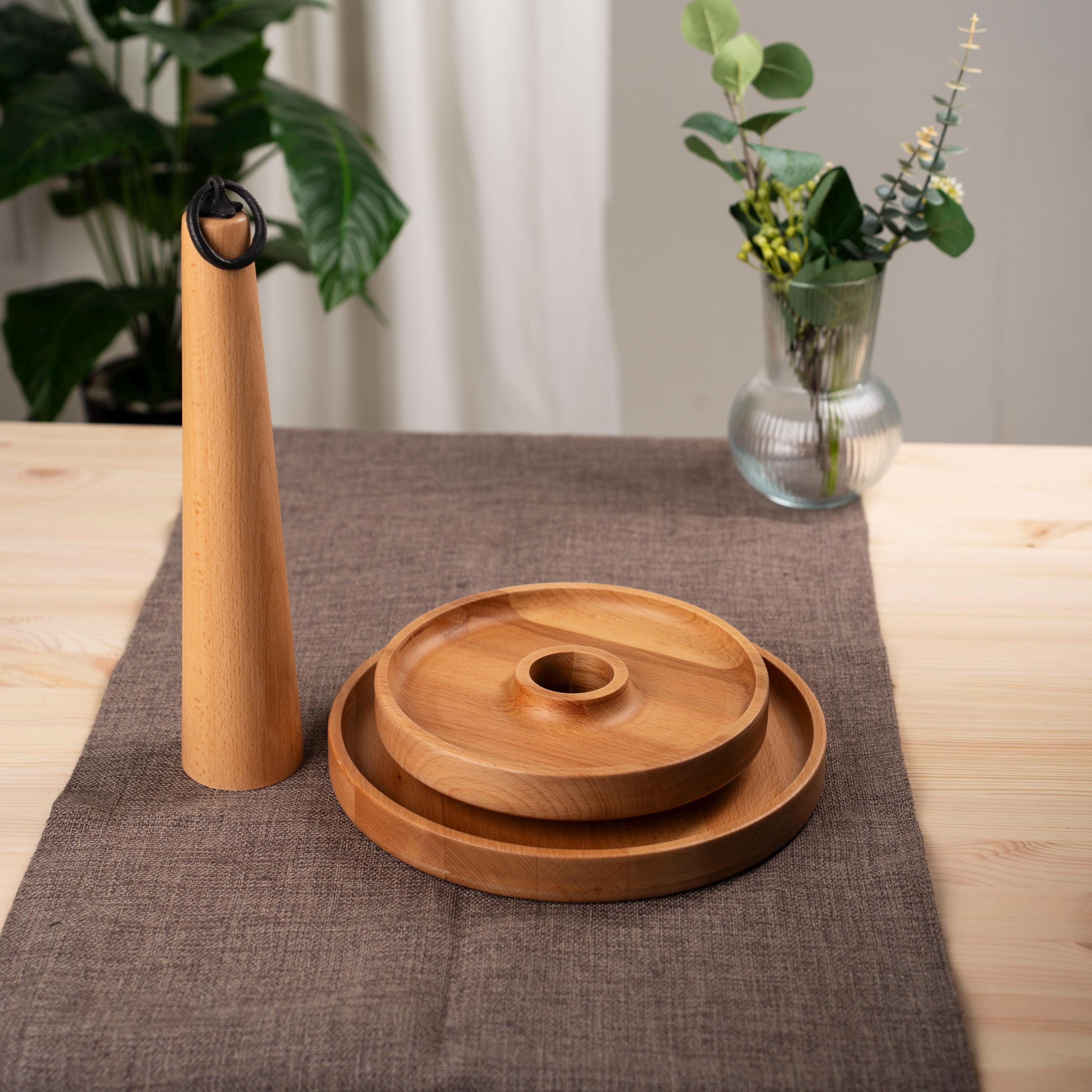 Beech Wood 2-Tier Serving Stand with Detachable Design