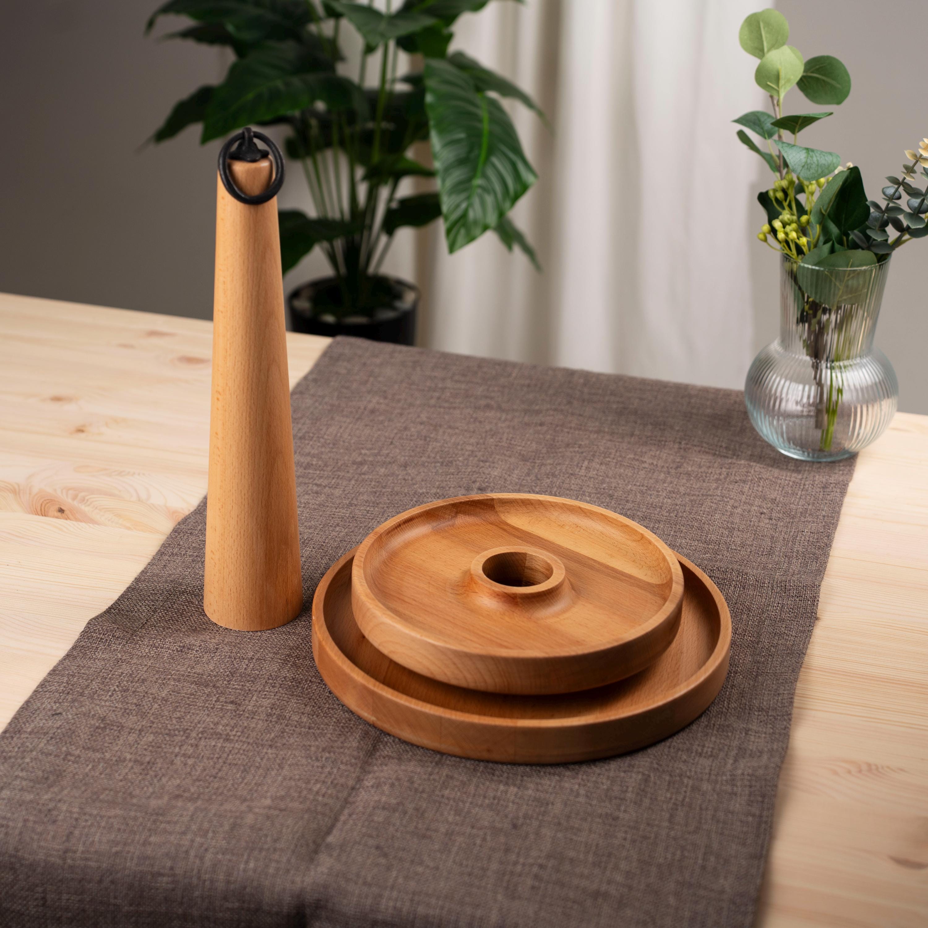 Beech Wood 2-Tier Serving Stand with Detachable Design