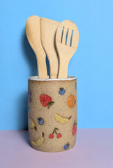 Ceramic Kitchen Utensil Holder with Fruit Motif