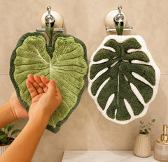Leaf Hand Towel, Absorbent Microfiber Kitchen Bathroom Decor