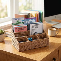 Desk Organizer Basket with Multiple Compartments for Office Supplies