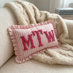 Monogram Striped Punch Needle Pillow, Personalized Graduation Gift, Custom Initial Pillow, College Graduate Gift, Preppy Room Decor