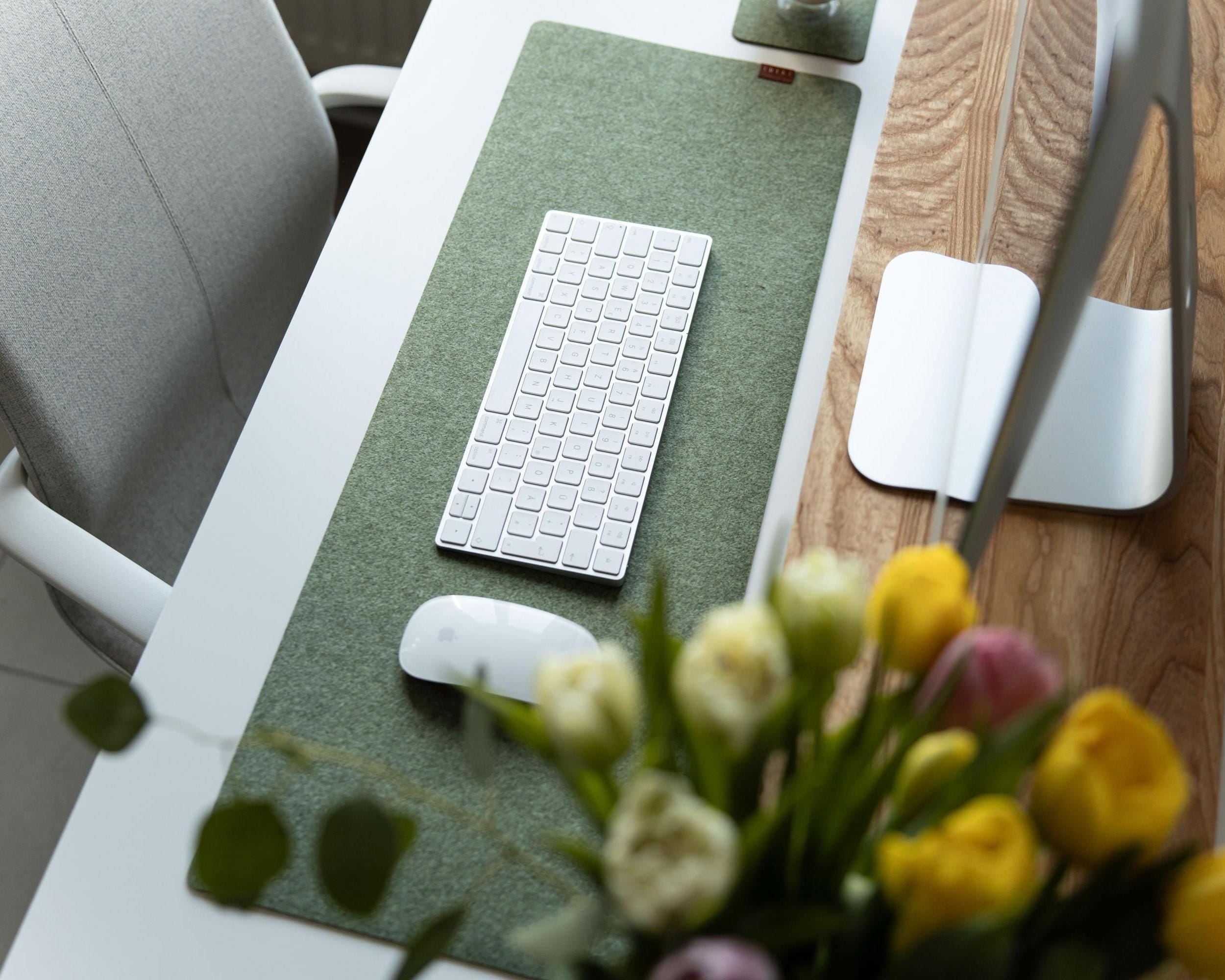 Felt Desk Mat, Sage Green Mousepad, Keyboard Mat, Aesthetic Mousepad, Green Mousepad