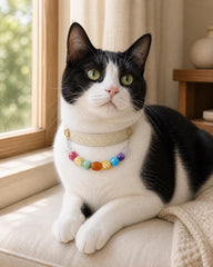Turquoise Beaded Pet Collar Charm, Double Strand Accessory for Cats and Small Dogs